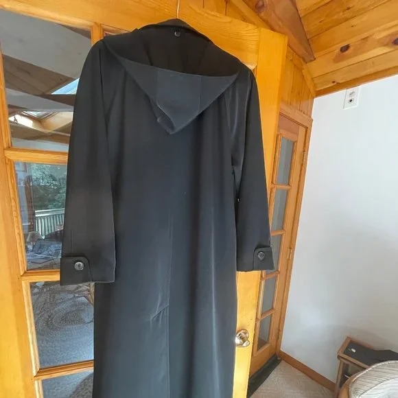 GALLERY BRAND BLACK ALL WEATHER DETACHABLE HOODED LONG COAT - Picture 8 of 9